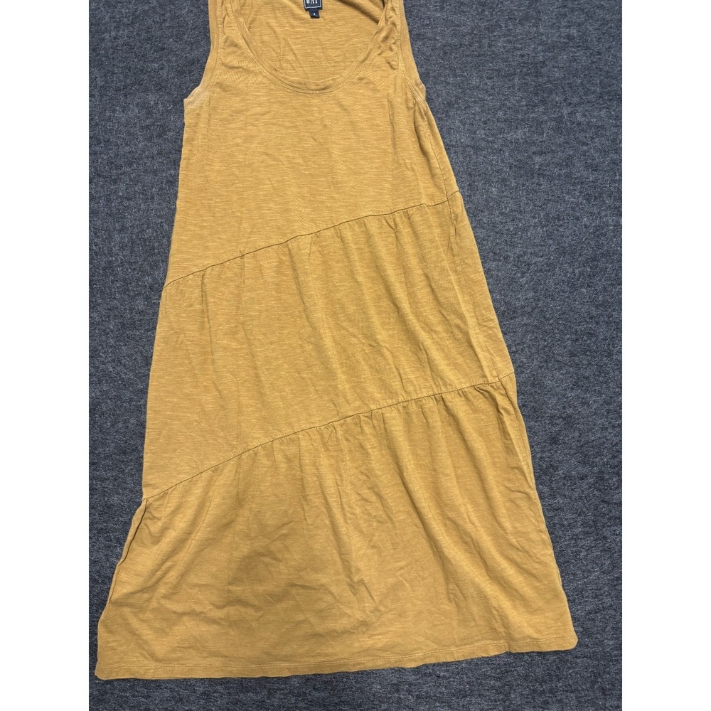 Gap Maxi Dress Womens Small Yellow Scoop Neck‎ Sleeveless Asymmetrical Tiered